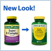 Spring Valley Super Vitamin B-Complex, 250 Count, Dietary Supplement Tablets for Metabolism Support