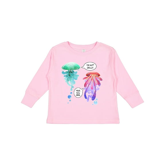 Inktastic Funny I'm Not Jelly Jellyfish in Blue and Pink Boys or Girls Long Sleeve Toddler T-Shirt