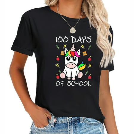 100 Days Of School Unicorn 100Th Day Pre-K Kinderg Unique Women s T-Shirt with Stylish Graphic Design - Perfect for Summer