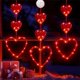 thumbnail image 3 of Luces de cortina LED, tiras rojas en forma de corazón - Alimentadas por pilas, ventosa colgante, decoración romántica para la propuesta de matrimonio, interior exterior, 20x20cm, pack de 3, 3 of 6