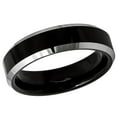 thumbnail image 1 of Men's Women's Tungsten Wedding Band Engagement Ring 6mm Black IP Plated Center High Polished Steel Color Beveled Edge, 1 of 1
