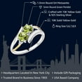 thumbnail image 2 of Gem Stone King 925 Silver and 10K Yellow Gold Green Peridot Engagement Ring for Women (1.12 Cttw, Gemstone August Birthstone, Round 5MM, White Moissanite, Size 8), 2 of 5