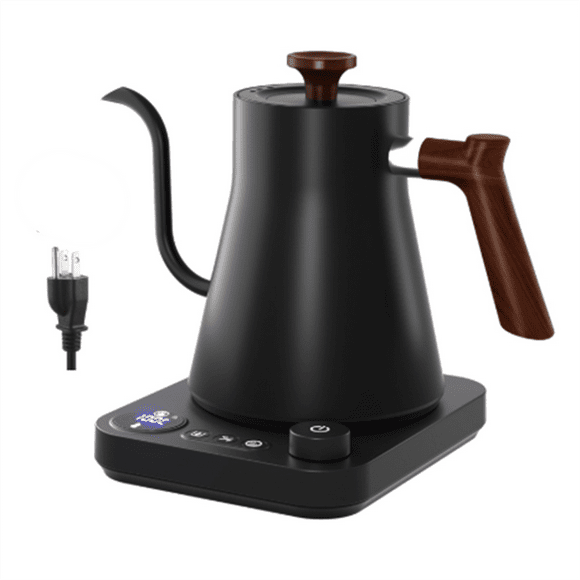 900ml Gooseneck Electric Kettle Smart Temperature Control Pot 1200W Rapid Heating Kettle 304 Stainless Steel Liner (US),1 * Gooseneck Electric Kettle,Black