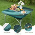 thumbnail image 4 of Teal Gold Marble Wave Pattern Square Fitted Tablecloth with Elastic Edge,Square Table Cover,Washable Elastic Table Cover for Home Kitchen Party Decor 34"x34", 4 of 6