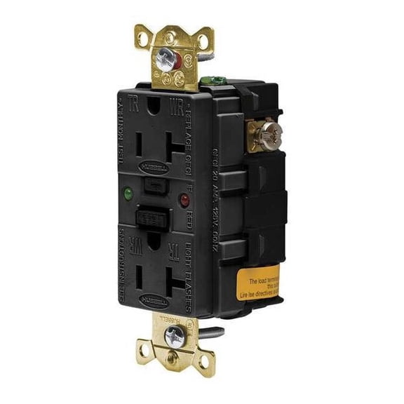 GFCI Receptacle, 20A, 125VAC, 5-20R, Black