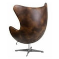 thumbnail image 2 of Egg Shaped Chair (2-Tone Brown Leather) - Modern, Comfortable & Stylish Rounded Chair with Brushed Aluminum Base that Features a Removable Padded Cushion, 360 Degree Swivel & Recline (W31"xD30"xH42"), 2 of 3