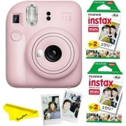 FUJIFILM INSTAX MINI 12 Instant Film Camera Bundle – Blossom Pink with 40 Sheets Instax Mini Film, Camera Case & Microfiber Cleaning Cloth