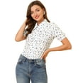 thumbnail image 2 of INSPIRE CHIC Camisa Floral Para Mujer, Panel Con Ribete De Encaje, Cuello En Punta, Abotonado En La Parte Superior Blanco XL, 2 of 6