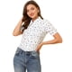thumbnail image 2 of Camisa floral Allegra K para mujer con Ribete de encaje cuello En punta Abotonado Blanco S, 2 of 6