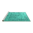 thumbnail image 2 of Ahgly Company Machine Washable Indoor Square Oriental Turquoise Blue Industrial Area Rugs, 6' Square, 2 of 4