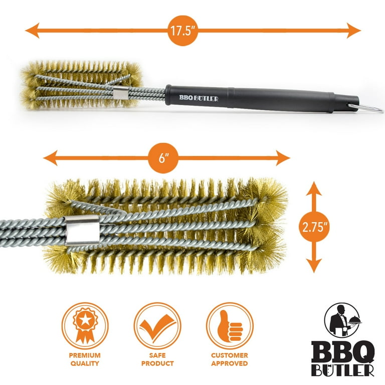 BBQ Grill Cleaning Brush BRASS DUAL 15 inch — Backyard Dudes BBQ