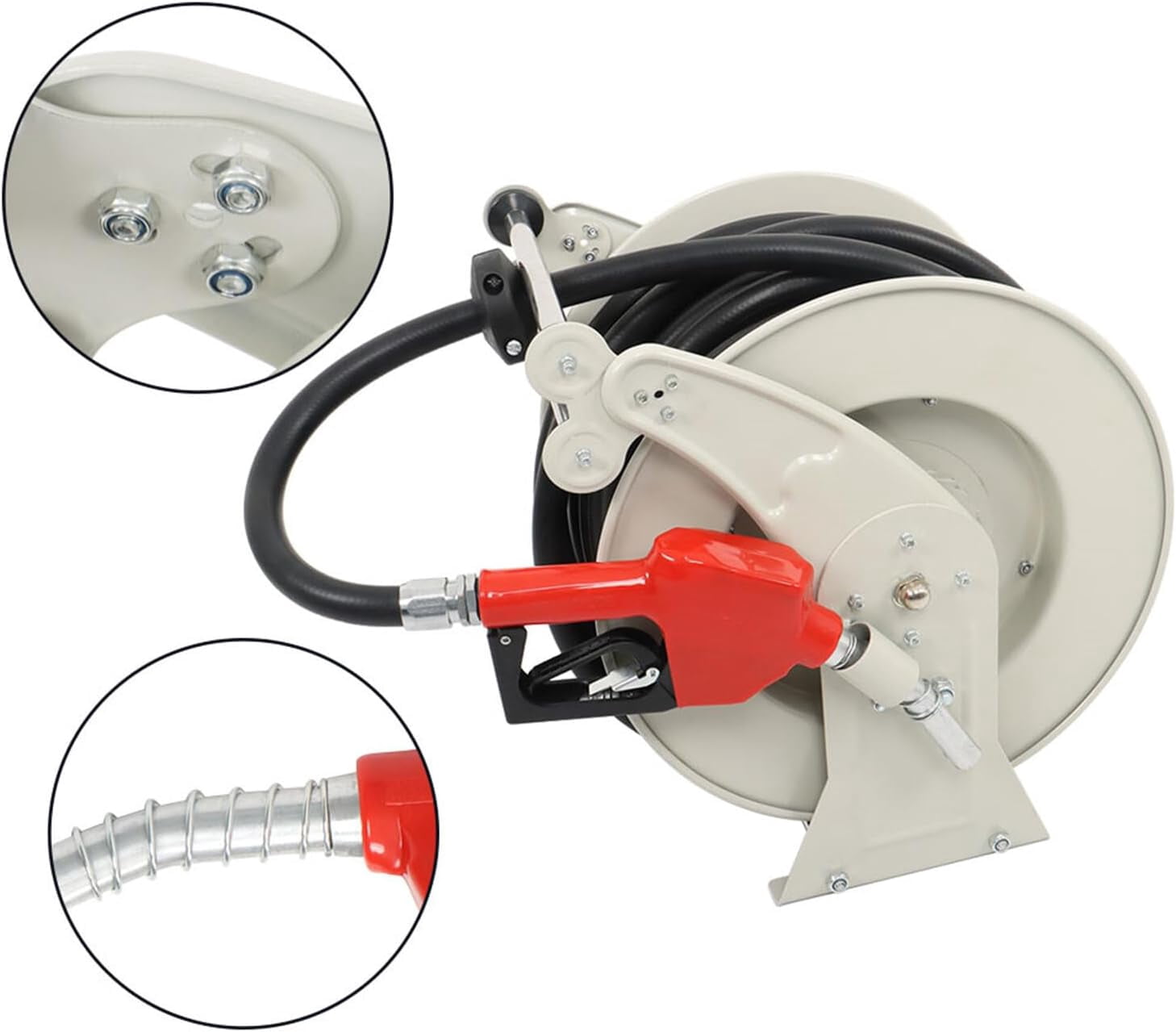 EPOTOOR Fuel Hose Reel 3/4in x 66FT Fuel Dispenser Hose Reel Retractable for Aircraft Marine and Vehicle Fuel Tanks