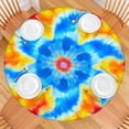 thumbnail image 2 of Colorful Rainbow Tie Dye Spiral Pattern Round Fitted Tablecloth with Elastic Edge,Dining Table Cover Waterproof,Outdoor Round Tablecloth for Camping,Dining,Indoor and Outdoor, 2 of 7