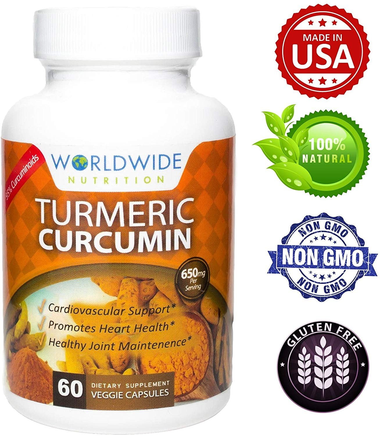 Worldwide Nutrition Turmeric Curcumin Supplement 95 Standardized