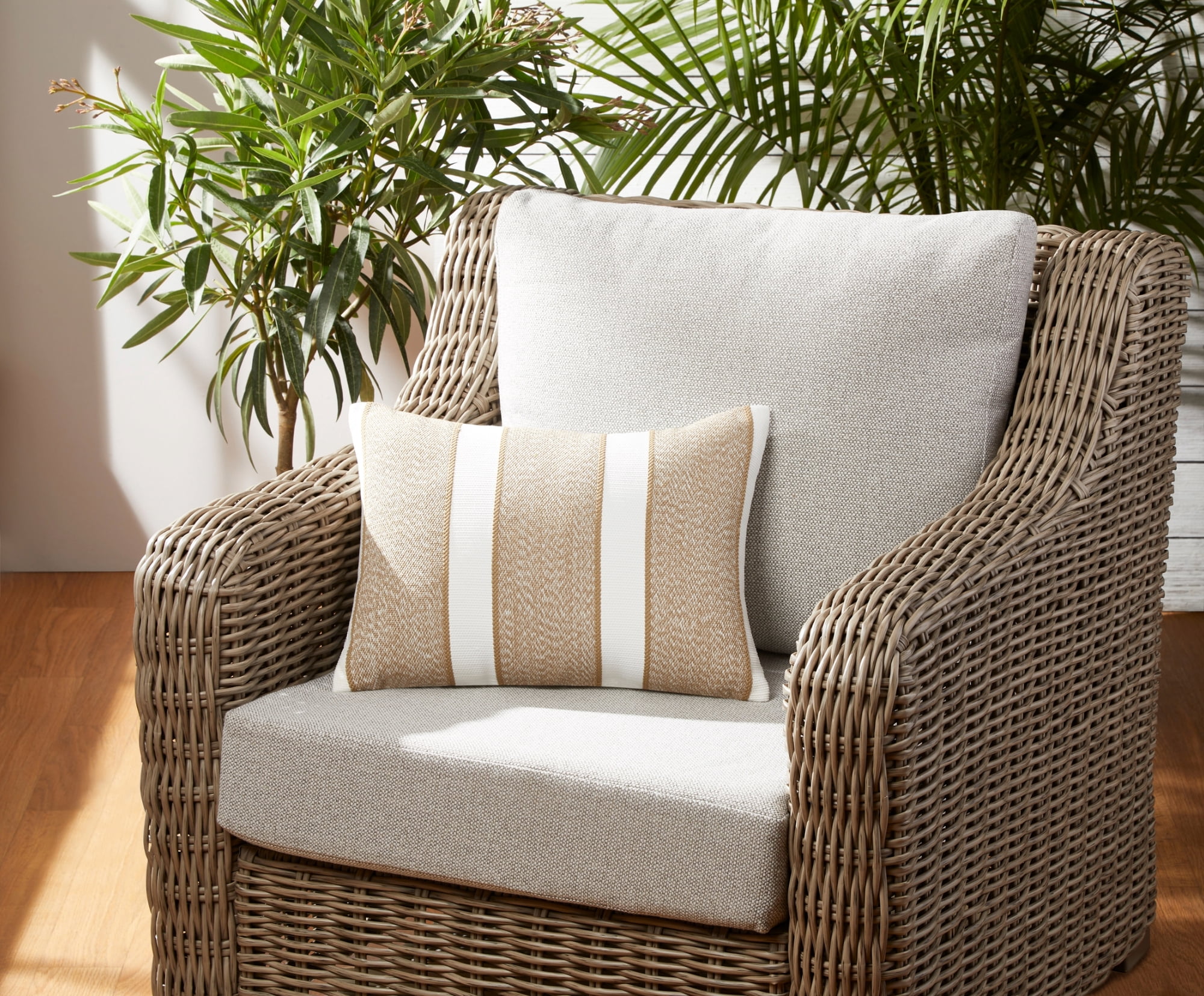 Better Homes & Gardens 18" x 13" Tan Texture Stripe Outdoor Pillow