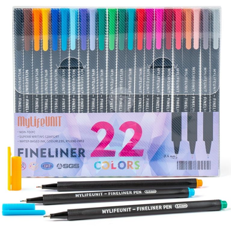 MyLifeUNIT Fineliner Pens, 0.4mm Fine Point Colored Pens, 22 Assorted  Colors 