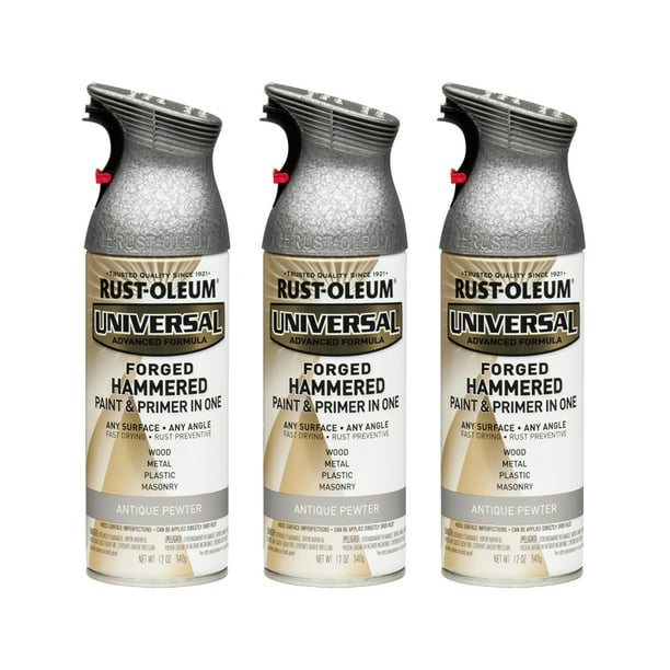 3 Pack Rust Oleum Universal All Surface Forged Hammered Antique Pewter Spray Paint And Primer In 1 12 Oz Com - Rustoleum Forged Hammered Paint Colors