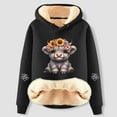 thumbnail image 2 of NinXxx Women's Cute Cow Print Lined Hoodie Long Sleeve Daily Wear Black L, 2 of 4