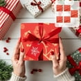 thumbnail image 1 of 5 Pcs Vintage Kraft Paper Christmas Gift Box Packaging Paper, for Holiday Wrapping and Party Decorations, Printed Design, Recyclable Material, 1 of 6