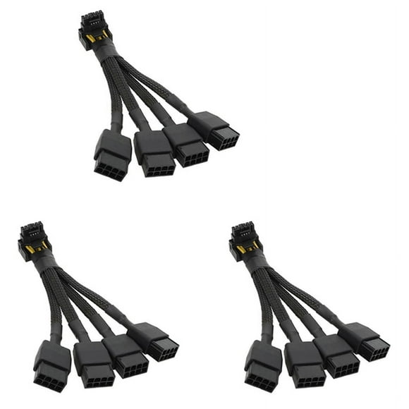 3X for GPU RTX4090 RTX4080 4X8 Pin PCI-E to 16 Pin Graphics Card Power Cable 12VHPWR Connector 90 Degree Elbow Cable