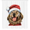 thumbnail image 3 of Ambesonne Labrador Shower Curtain, Funny Terrier Smiling Xmas, 69"Wx70"L, Dark Coral Caramel, 3 of 3
