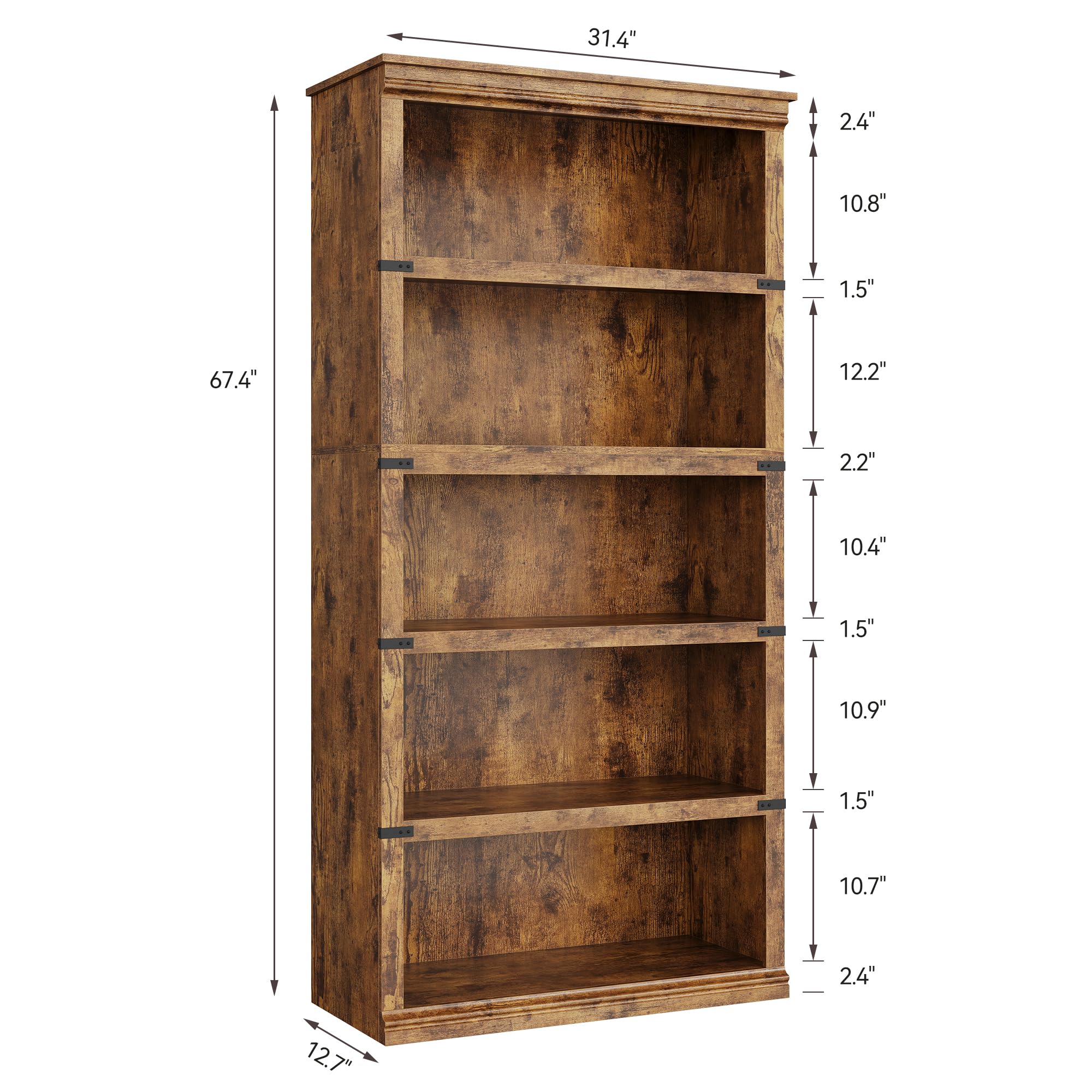 Huisuilinss 3/5 Tier Bookcase Bookshelf With Open Display Storage Shelves Floor Standing Unit Wooden Low Book Case Home Decor Furniture For Office Living Room Bed Room