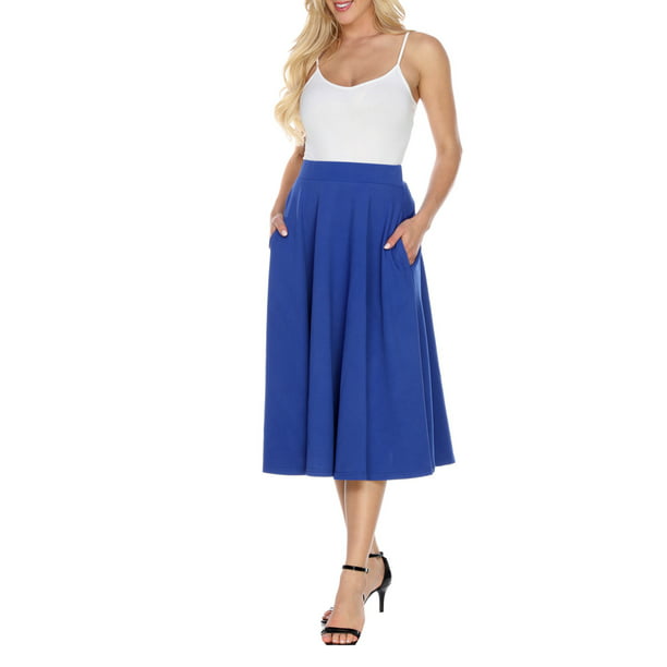White Mark Women's Flared Midi Skirt - Walmart.com - Walmart.com