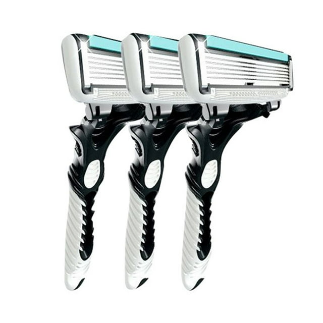 3 Pcs Rasoir Classique de Sécurité pour Hommes à 6 Couches, Lame pour Cheveux, Acier Inoxydable
