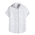 thumbnail image 2 of RXIRUCGD Chemises Blanches pour Hommes Chemise Décontractée Ajustée à Rayures à Boutons à Col à Revers à Manches Courtes Hauts d'Été, 2 of 9
