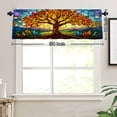 thumbnail image 3 of Rdsfhsp Stained Glass Tree of Life Rod Pocket Polyester Curtain Valance for Home Kitchen Bedroom Living Room Window Decor 54x18 inch, 3 of 4