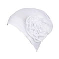 thumbnail image 4 of KLKCMS For Ladies Solid Elastic Flower Hat Turban Chemo Cancer Hair Loss Cap Head Wrap white, 4 of 9