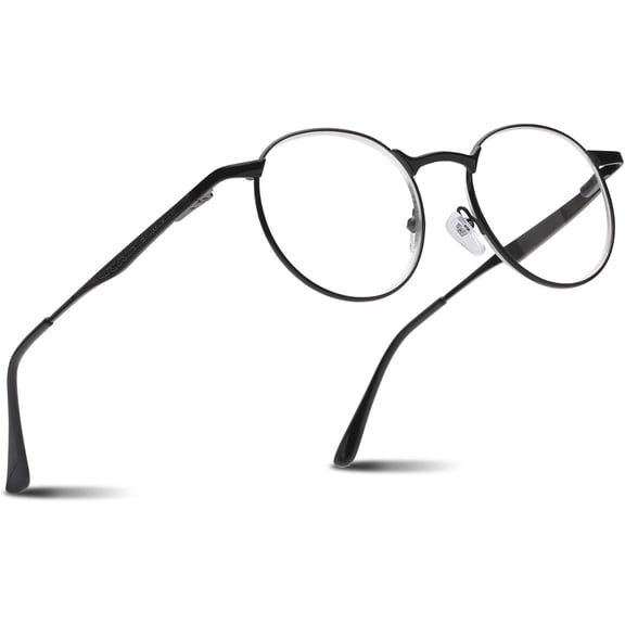 Round Metal Wire Rimmed Reading Glasses for Men & Women – Medium–Wide Fit, Durable, Spring Hinges, Premium Readers, Black, 4.00