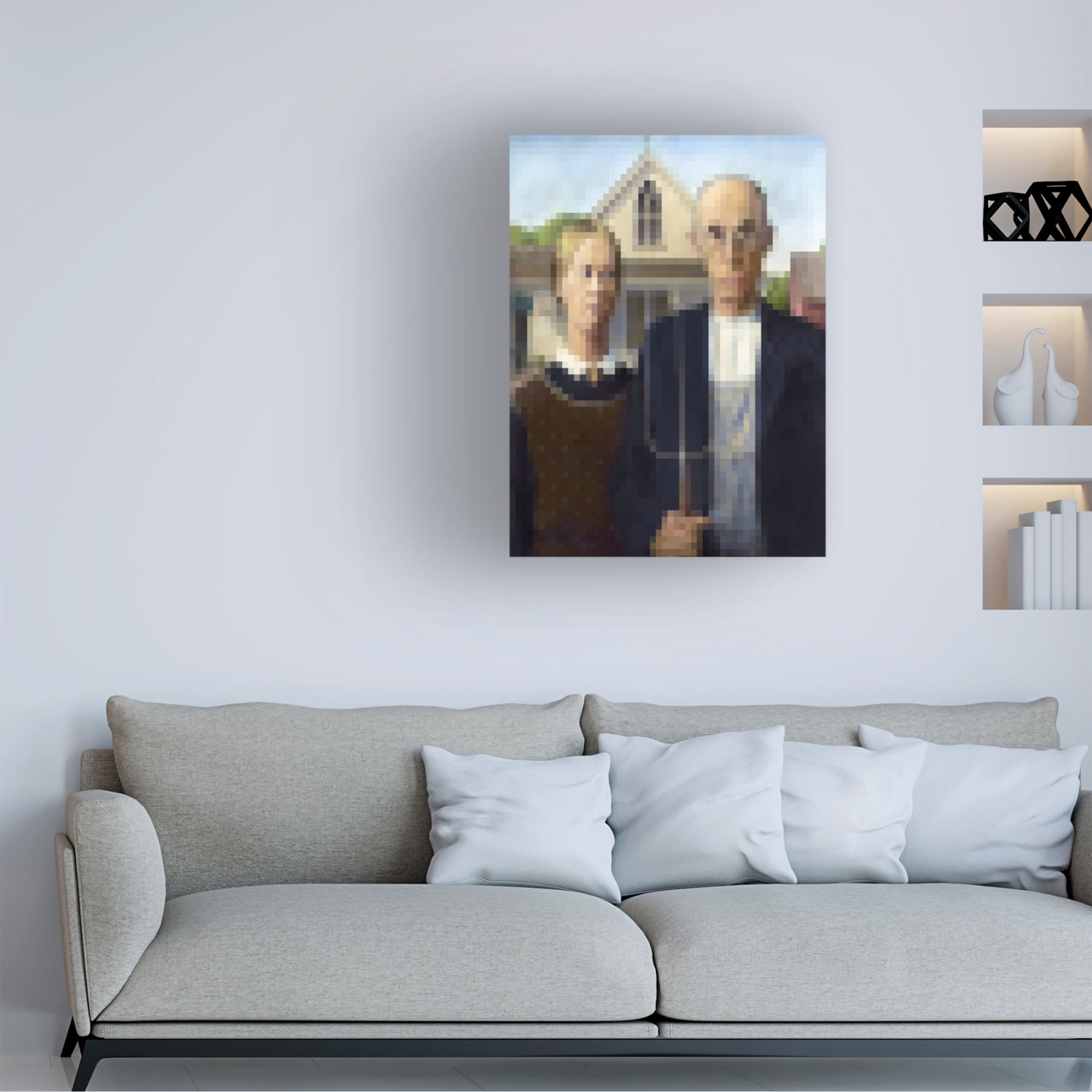 Trademark Fine Art Studio W Pixelated American Gothic Canvas Wall Art