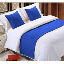 BEDDING BEGS Bed Runner 3 PC-Runner and 2 Pillowshams, 100% Egyptian Cotton, 400 TC, Fade-Resistant, Decorative Bed Scarf-Royal Blue Solid, Queen Size.