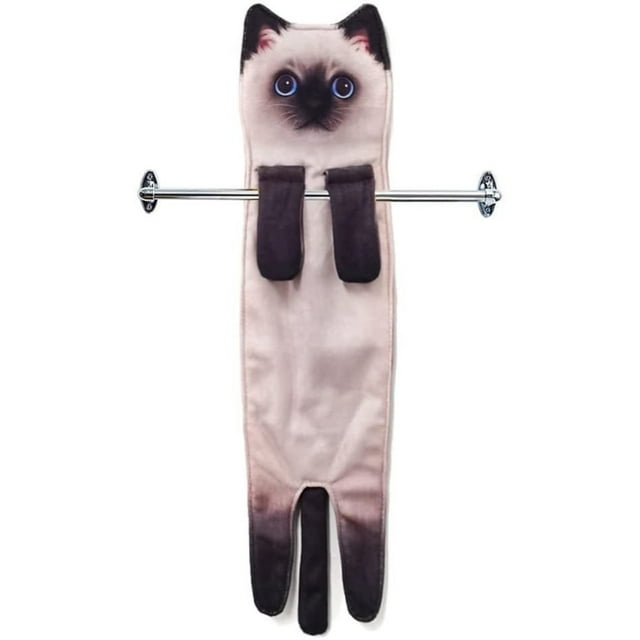 Cute Cat Towel Multipurpose Microfiber Face Towel Hangable Super Soft Absorbent Towel