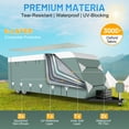 thumbnail image 3 of Filluck Travel Trailer RV Cover, 31.7-34FT Heavy Duty 6 Layers Thick Camper Cover, Waterproof UV Resistant with Repair Patches, Windproof Straps, Gutter & Jack Covers, RV Trailer Camper Accessories, 3 of 12