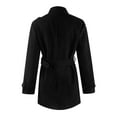 thumbnail image 3 of Women's Double-Breasted Wool Blend Trench Coat Stylish Long Overcoat with Belt and Pockets, Red, 3 of 4