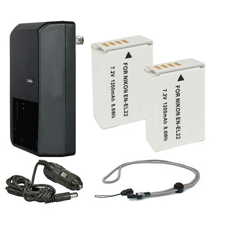 Nikon 1 J4 Intelligent Batteries (2 Units) + AC/DC Travel Charger + Nw Direct Microfiber Cleaning Cloth.