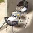 thumbnail image 3 of Nuu Garden 3 Piece Woven Rope Patio Bistro Furniture Set with Cushions, Balcony, Balcony, Deck, Backyard, Dark Gray, 3 of 10