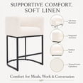 thumbnail image 3 of FANCROU 26" H Counter Height Bar Stools Set of 3, Fabric Barrel Stools with Back and Arms, Beige-Black Leg, 3 of 11