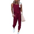 thumbnail image 1 of Conjunto Deportivo PRETTYGARDEN para Mujer Sin Mangas con Cuello Redondo Vino M, 1 of 5