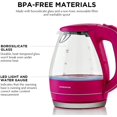 thumbnail image 4 of Ovente Electric Hot Water Portable Glass Kettle with Filter 1.5 Liter Stainless Steel Base Countertop Teapot & Auto Shut-off BPA-Free Fast Heating, Boil Dry Protection, Brew Coffee & Tea, Pink KG83F, 4 of 8