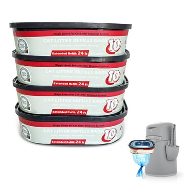 4 Pack Cat Litter Refill Bags Cartridge Compatible with Genie Cat Litter Standard and Plus Pails