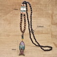 thumbnail image 2 of Wooden Beaded Necklaces Vintage Handmade Nepal Mala Wood Beads Meditation Prayer Necklace Ethnic Long Statement Sweater Chain Necklace, 2 of 8