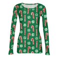 thumbnail image 6 of Christmas Going Out Tops for Women Long Sleeve Ribbed Fitted Slim Novelty Xmas Christmas Graphic Tee Blouses Spring Fall Trendy Holiday Crew Neck Thermal Undershirts, 6 of 6