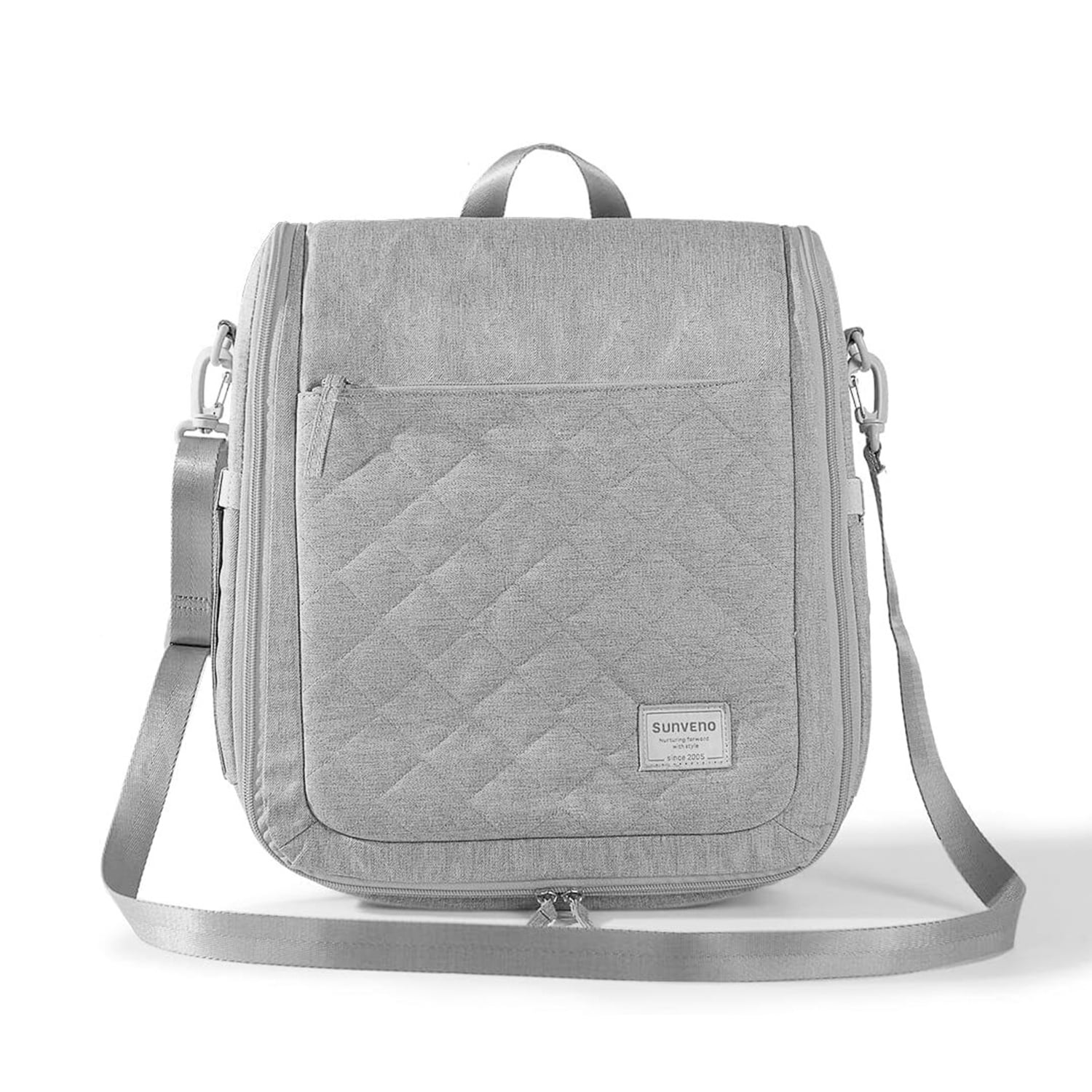 Sunveno Baby Diaper Bag Portable Folding Baby Changing Bag Gray Grey