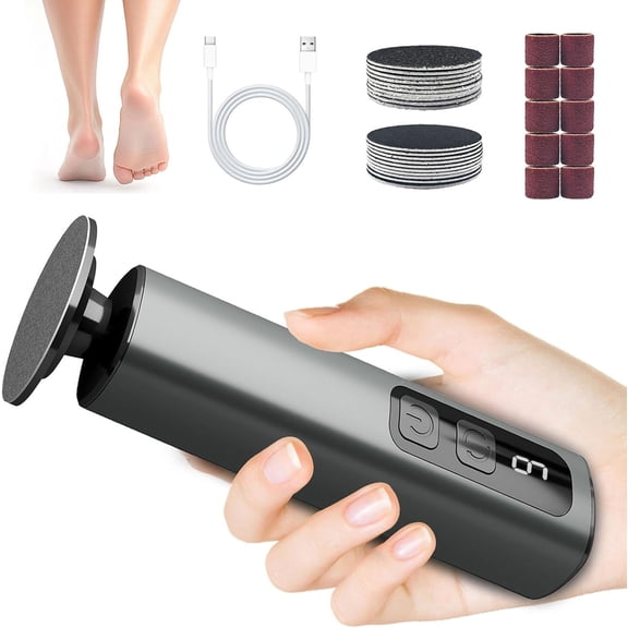 Aorsher 9 Adjustable Speeds Electric Foot Callus Remover & Nail File for Home & Travel, Portable Electric Callus Remover with 20 Sandpapers and 10 Nail Heads, Type-C Rechargeable