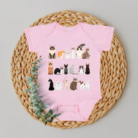 

Cat Lovers Kid s Tees Farm Animal Infant Bodysuits Pet Illustration Breeds Youth-New Born Bodysuit / Pink