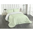 thumbnail image 3 of Ambesonne Retro Quilted Bedspread Set 3 Pcs, Big Little Squares Tile, King Size, Lime Green White, 3 of 5