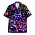 thumbnail image 2 of Retro Neon Bowling Raccoon Hawaiian Shirt For Men Vintage Bowling Shirt Mens Hawaiian Shirts Short Sleeve Button Down Shirt, 2 of 7